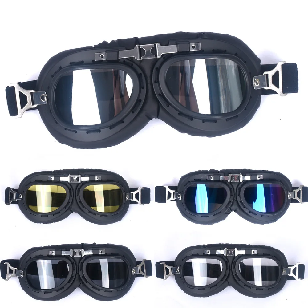 

Aviator Pilot Retro Vintage Motorcycle Glasses Cafe Racer Flying Eyewear Goggles
