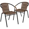 2 Pack Medium Brown Rattan Indoor-Outdoor Restaurant Stack Chair 1