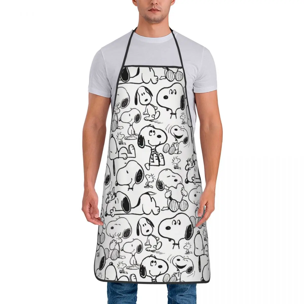 thumbnail image 1 of Delantal con pechera unisex personalizado de S-Snoopys para adultos, mujeres y hombres, delantal de chef para cocina, cocina, Charlie Brown, anime, jardinería, 1 of 5