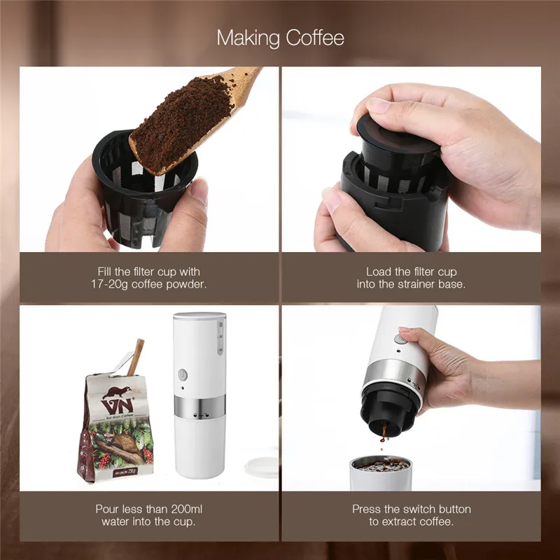 Espresso Coffee Maker 200ml Mini Coffee Machine Portable Coffee Maker Hourglass American Manual Handheld Espresso Machine for Home Travel