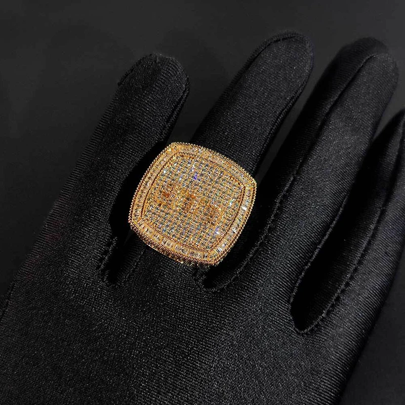 Grandbling Customized Name Rings for Men Women  Full Iced Out Cubic Zirconia Prong Setting Hip Hop Jewelry