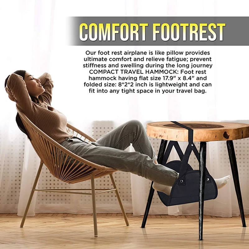 Office Pain Relief Foot Hammock Travel Foam Flight Airplane Carry-on Adjustable Pillows Portable Footrest Leg Hammock Folding 6