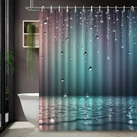 ม่านอาบน้ำดีไซน์หยดน้ำกันน้ำฉากกั้นอาบน้ำตกแต่งบ้านการพิมพ์ 3 มิติอุปกรณ์ห้องน้ำที่หรูหรา 5