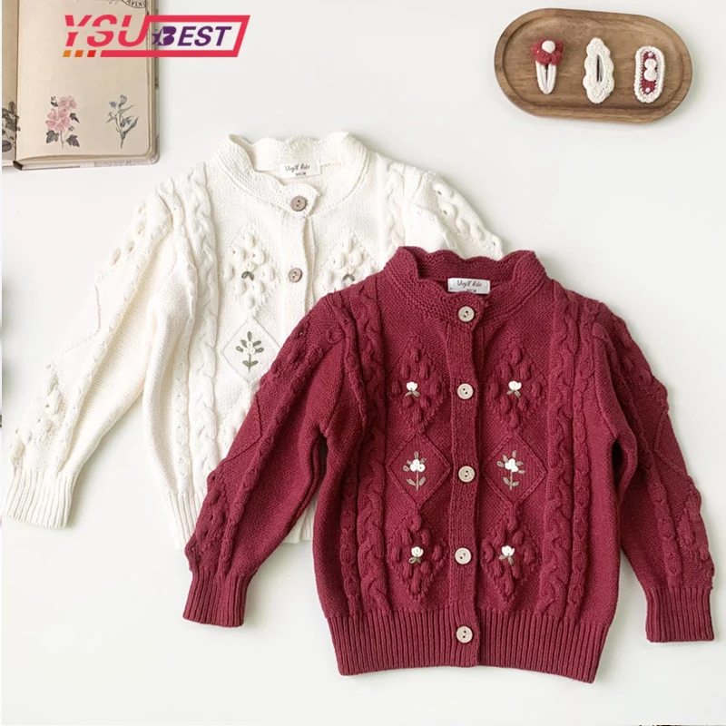 

Kids Girls Knitwear Jacket Autumn Toddler Knitted Cardigans Sweater Baby Christmas Embroidery Cardigans Outwear Children Clothes