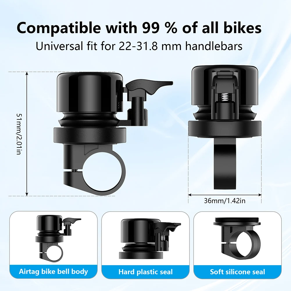 Bicycle Bell for Apple AirTag Bike Mount GPS Tracker Waterproof Bike Mount Bicycle Bell Anti-Theft Ring Accessories