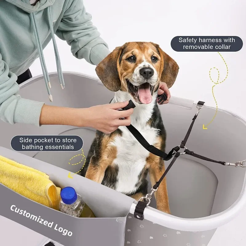 Portable Pet Bath Tub with Adjustable Height and Foldable Portable Universal Bath Tub for Cats and Dogs