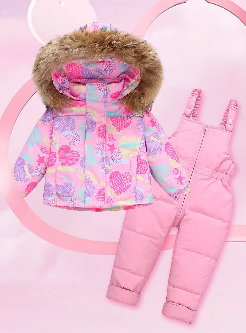 OLEKID 2025 Kinder Mädchen Winter 2 stücke Kleidung Set Echtpelz Baby Mädchen Unten Jacke Kleinkind Mädchen Overall 1-5 jahre Kinder Oberbekleidung – Detail 3