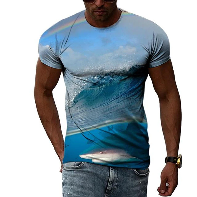 

The Ocean and Shark Summer Fashion Men T shirt Hot Summer Desing 3D All Over Printed Tee Tops shirts Unisex T shirt