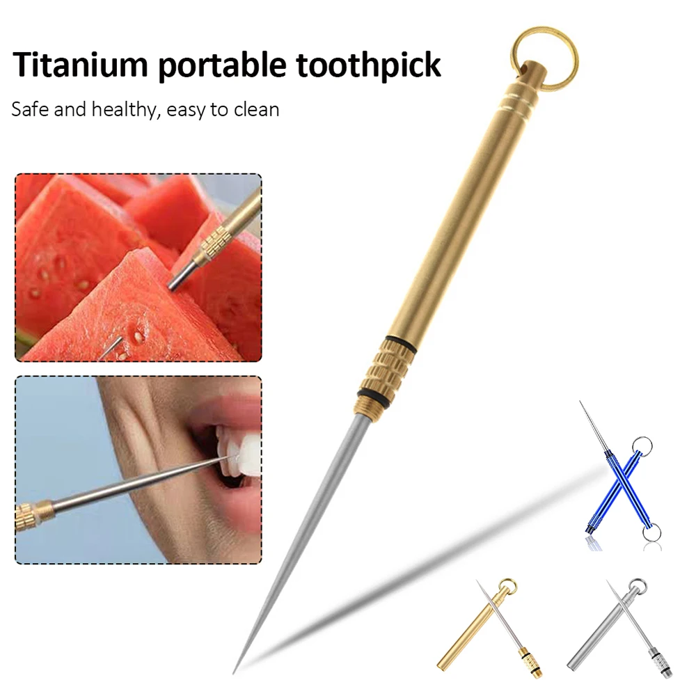 Description Picture 2 of itemPortable Outdoor Tool Stainless Steel Toothpick Brass Creative Combination Stainless Steel Portable Toothpick Fruit Toothpick