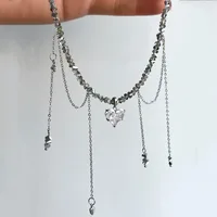 Boho géométrique Transparent cristal bijoux mode Vintage Sexy Zircon coeur pendentif gland collier pour les femmes Neelry 5