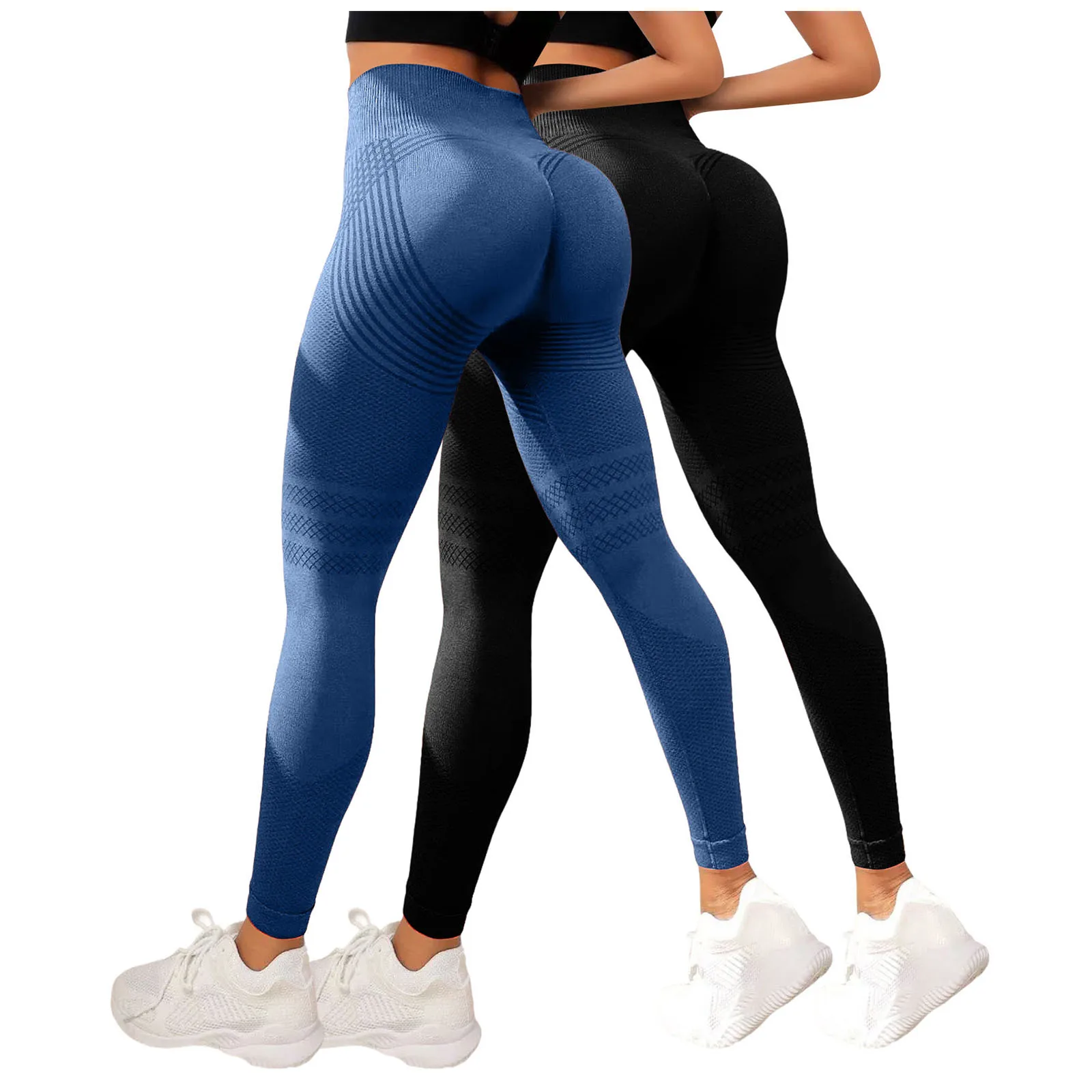 2pcs 3D Compression Leggings Cellulite Slimming Leggings Women High Waist Seamless Push Up Opaque Sport Pants For Yoga Fitness