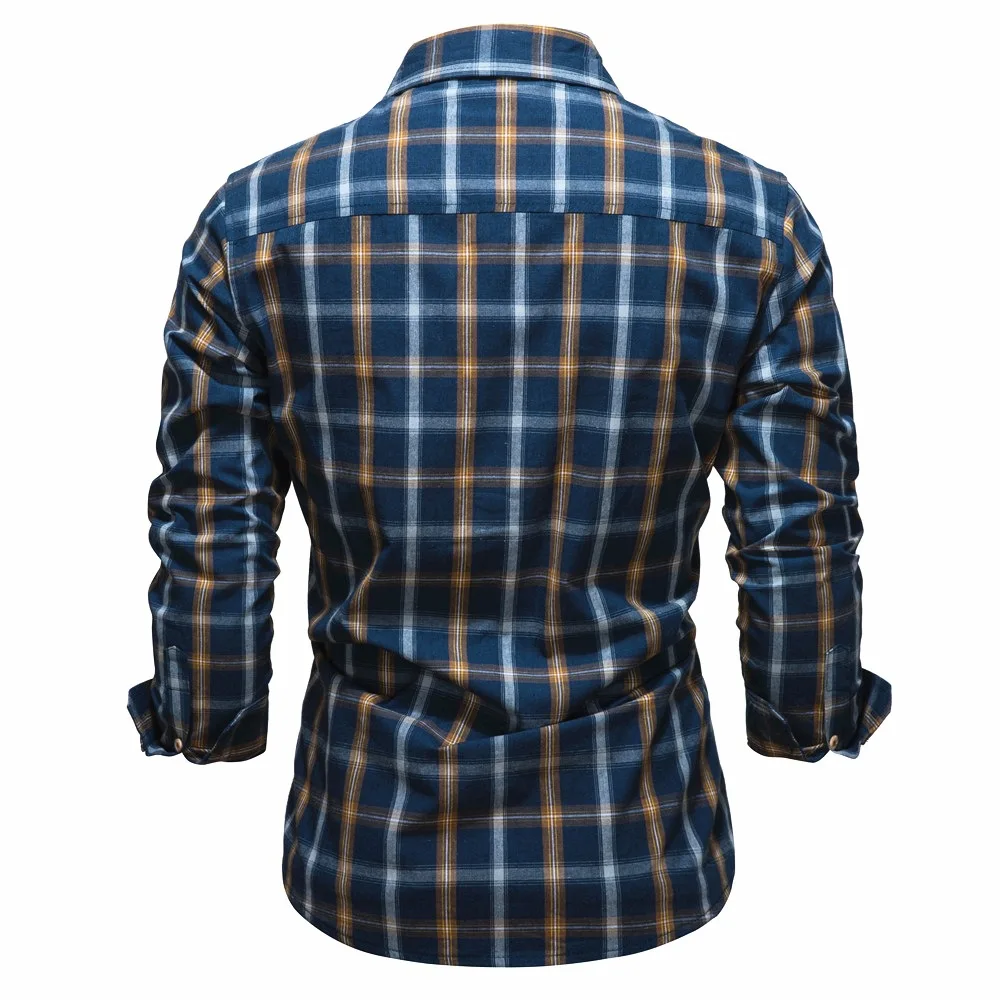 High Quality Men's Plaid Shirts Cotton Turn Down Neck Casual Dress Shirt Men Long Sleeve Slim Blouses Top Business Chemise Homme men's button up short sleeve shirts & tops