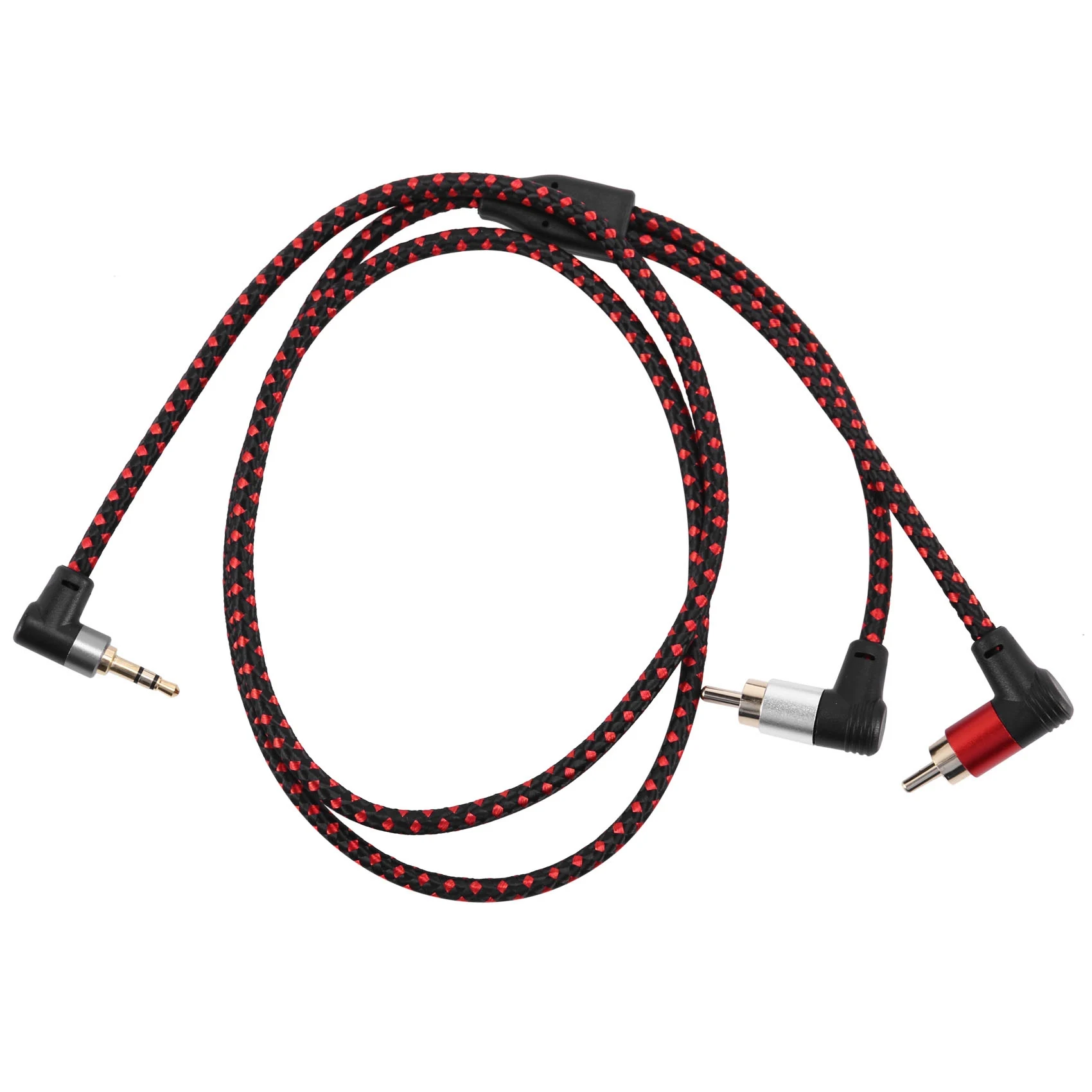 훌륭한 90도 3.5mm 남성 2 RCA 남성 케이블 직각 스테레오 AUX Y 분배기 코드 마이크 잭 플러그 노트북 1M