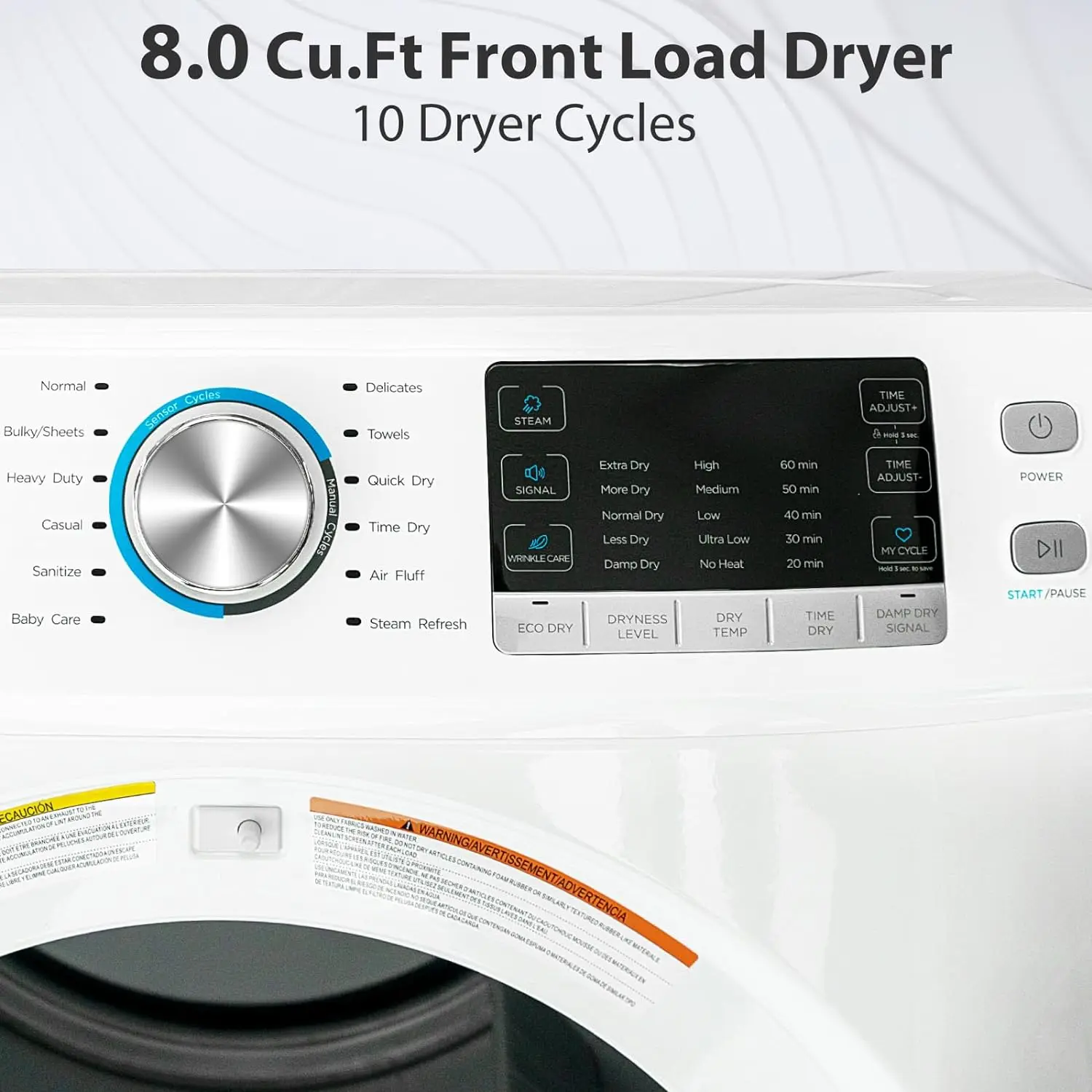 Smad 27'' Vented Front Load Gas Dryer 8.0 Cu.Ft. with Steam & Wrinkle Care Propane Large Capacity for Stackable Washer RV Cabin