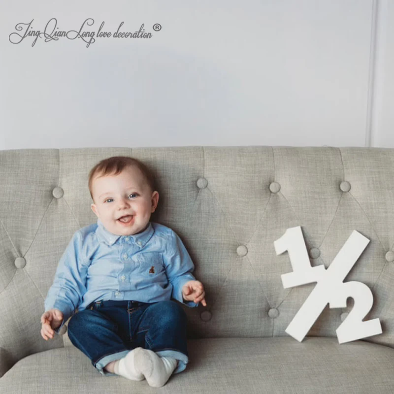 

Полузнак, реквизит для фотосъемки на день рождения 6 месяцев, фотосъемка для малышей и детей, деревянный знак с цифрами, знак с номером фотографа