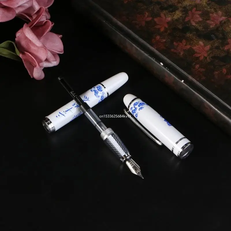 금속 만년필 선물 쓰기 펜 0.5mm 스테인레스 펜촉 피스톤으로 채워진 어린이 초보자 서예 예술 삽화 Dropship