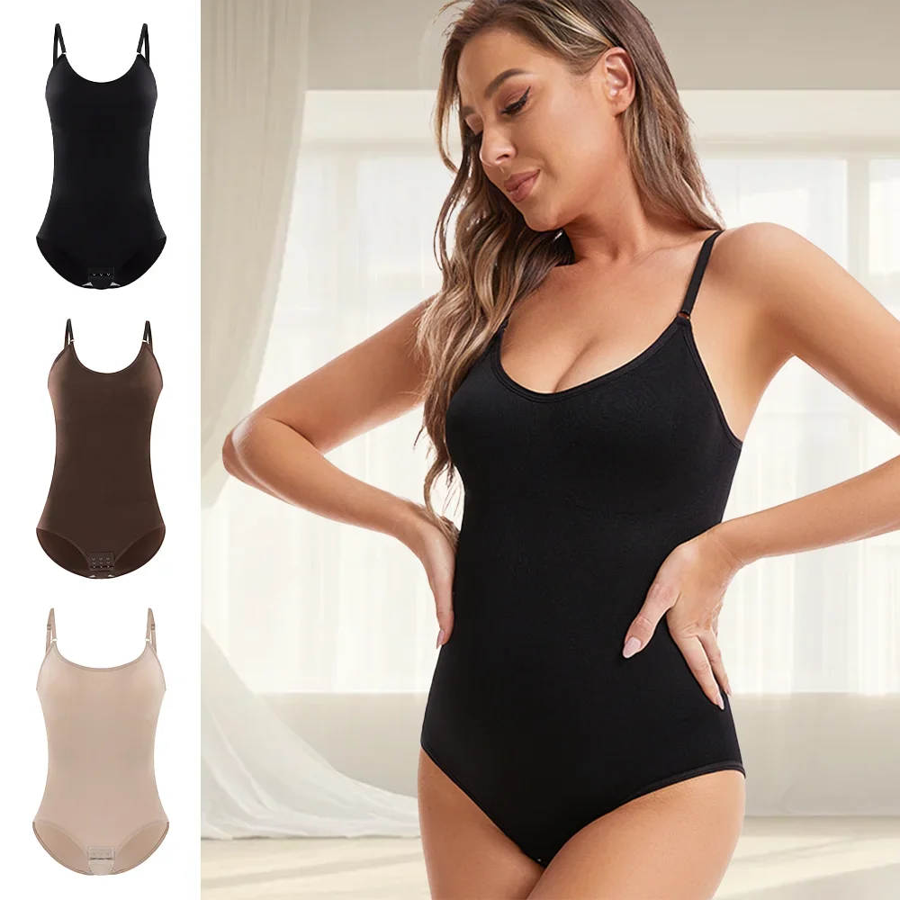 Women Classic Solid Color Shapewear Tight-fitting Suspension Hip Lift Tummy One-piece Set With Open Seam Waist Sculpting Briefs