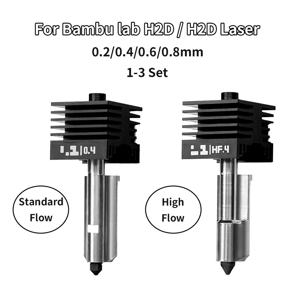 JUUPINE Bambu Hotend H2D 3D-printer, 2 stuks, 0,2 mm hard staal, Hot