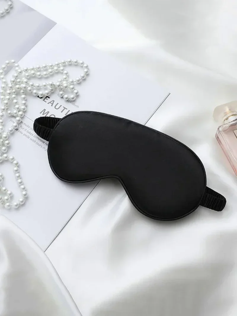 눈 보호 통기성 실크 아이 마스크 파우치, 양면 레이온 아이 마스크, 탄성 점심 휴식 수면 쉐이드, 1 개