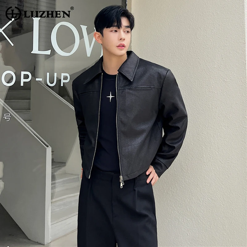 

LUZHEN 2024 Новая мода Корейская элегантная повседневная короткая куртка мужская Высококачественная модная однотонная Верхняя одежда Бесплатная доставка LZ1112