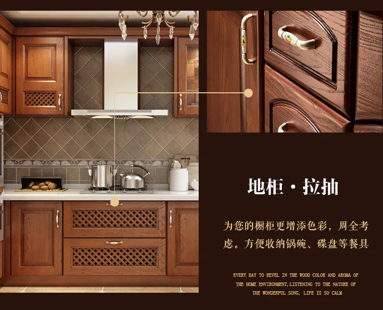 Kitchen Cabinet With Free-Standing Wooden Spice Rack Cabinet Handle Kitchen Solid Wood Cabinets
