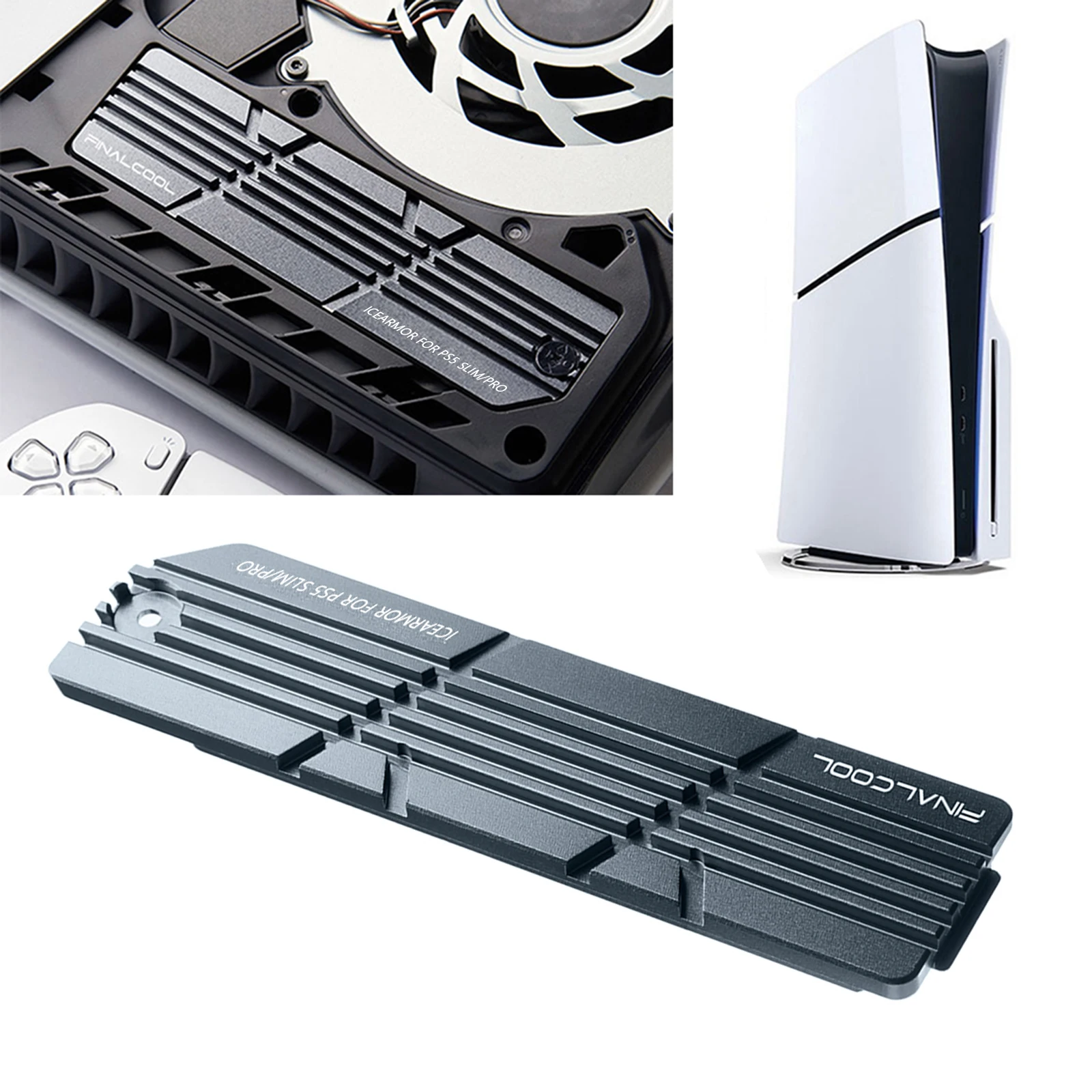 For PS5 Slim SSD Heatsink with Thermal Silicone Pads Heat Sink Radiator Cooling Accessories Kit for 2280 M.2 NVMe SSD
