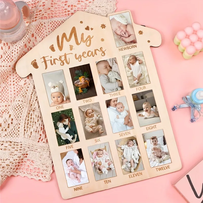 R HORSE Strawberry 1st Birthday Photo Board - Pink 3D Wood Milestone Display For Baby's First Year, 15.4x10.2 Inches - View #5