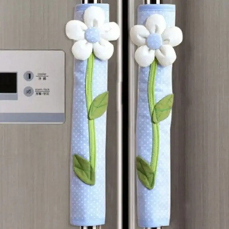 

1 Pair Fridge Door Handle Gloves Pastoral Flower Polka Dot Refrigerator Handle Cover Home Decor Kitchen Accessories