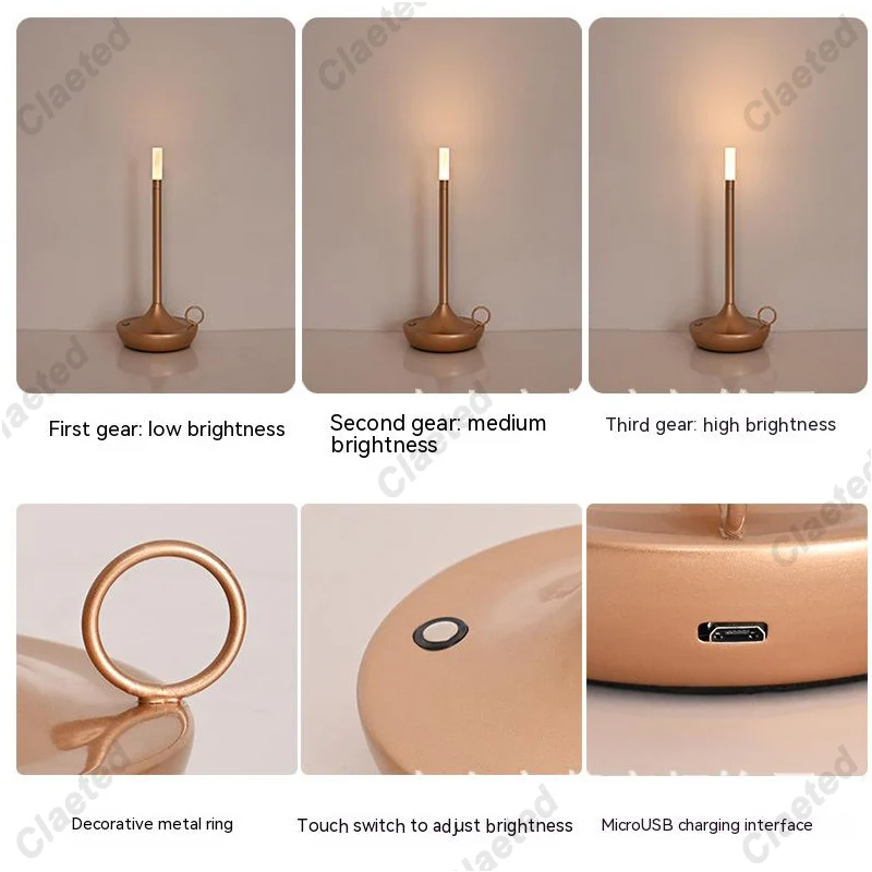 Touch LED Candlelight Camper Table Lamp Rechargeable Camper Waterproof Warm Light Candle Lamp Dinner Atmosphere Table Lamp 3