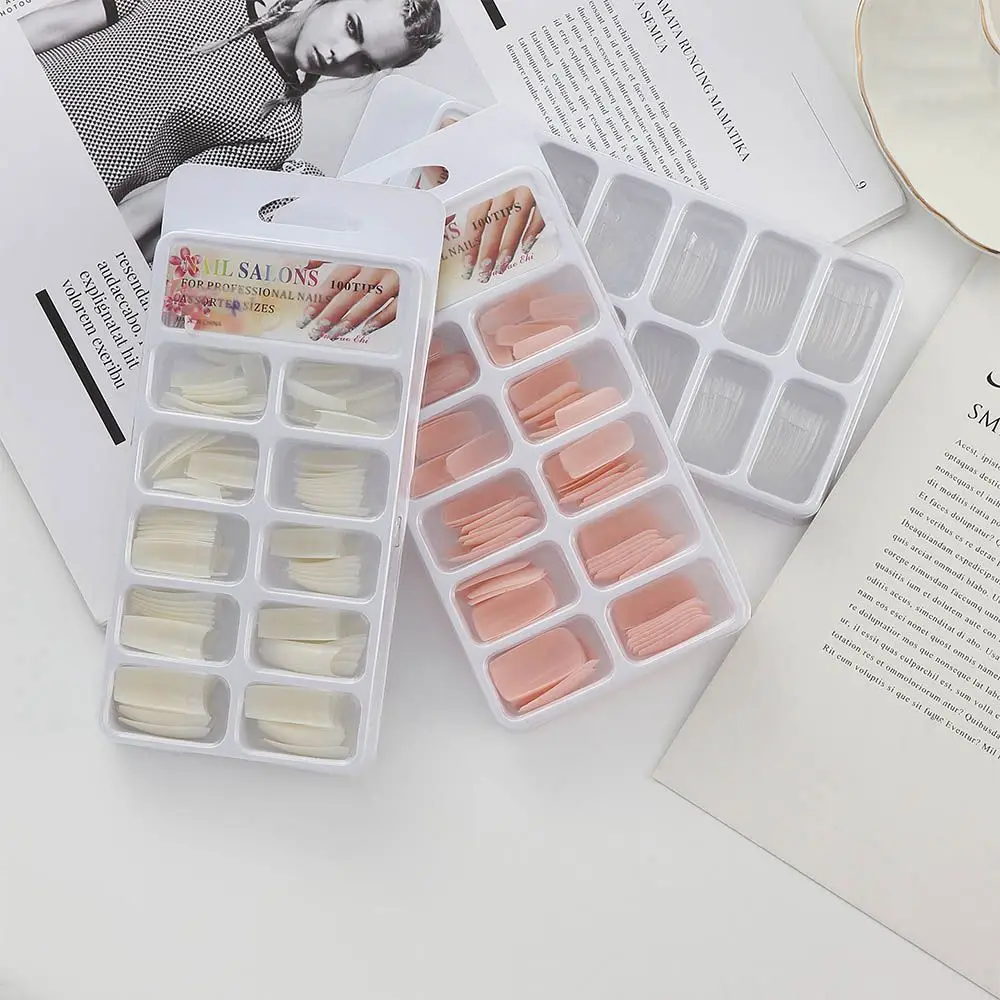 

Extra Color Sets Full Pink Head Product Fake False Nails Jelly 100pcs Nails