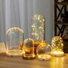 2sets/pack Big Size Cylinder Glass Dome Vase Home Decor Side Switch Luminous Base Transparent Cover DIY Gift Wedding Prop 1