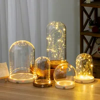 2sets/pack Big Size Cylinder Glass Dome Vase Home Decor Side Switch Luminous Base Transparent Cover DIY Gift Wedding Prop 1