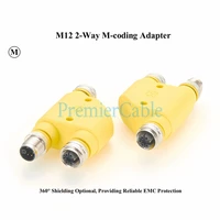 M12 M Code H Splitter Adapter 6 Cores (5+PE) Power Y Splitter M Coding Circular Connector For Actuators Sensors Automation 2