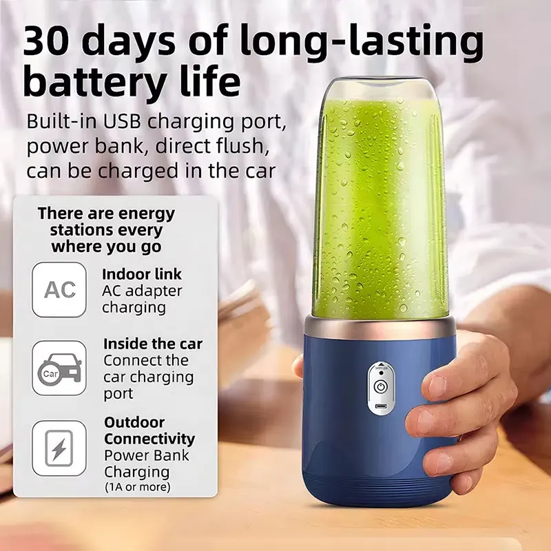 Portable USB Personal Mini Juicer Cup Handheld Travel Blender Single and Double Cups Design for Easy Use with Water Bottles 3