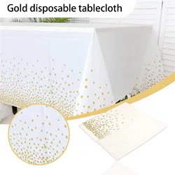 Elegant Gold Dot Disposable Tablecloth - Waterproof and Perfect (Gold)
