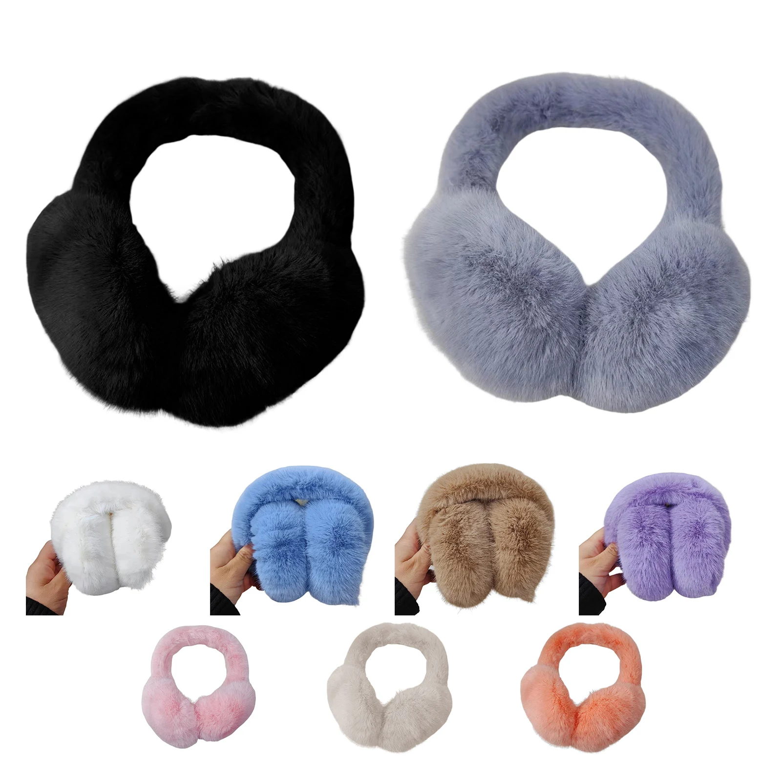 Fashion Winter Women Men Warmer Solid Color Adjustable Ear Muffs Earflap Earmuffs Thickened Plush Headband_voghion.com