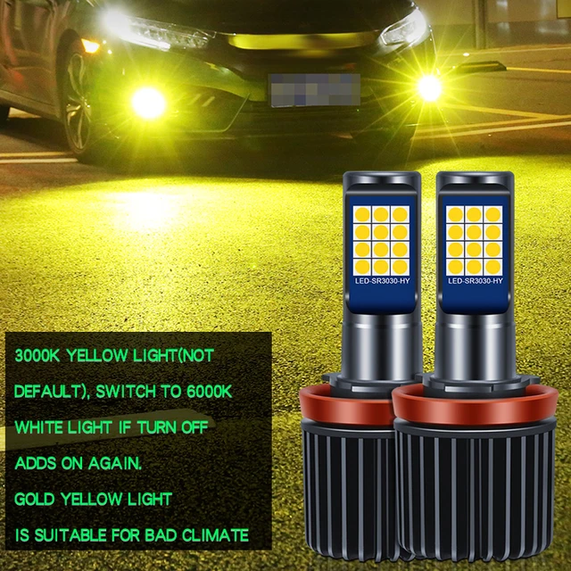 Phares antibrouillard pour voiture 12v, 2x H3 H7 H8 H11 9006 HB4 881 H27, stroboscope double couleurs, Flash automatique -2