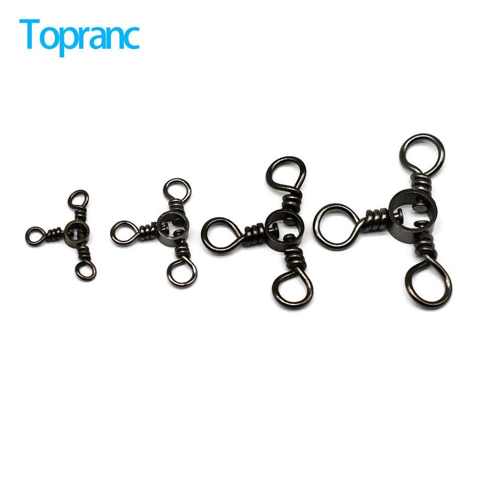 Topranc Heavy Duty 3-Way Fishing Swivels, Anti-Tangle Triple Connectors for Trolling and Bottom Fishing