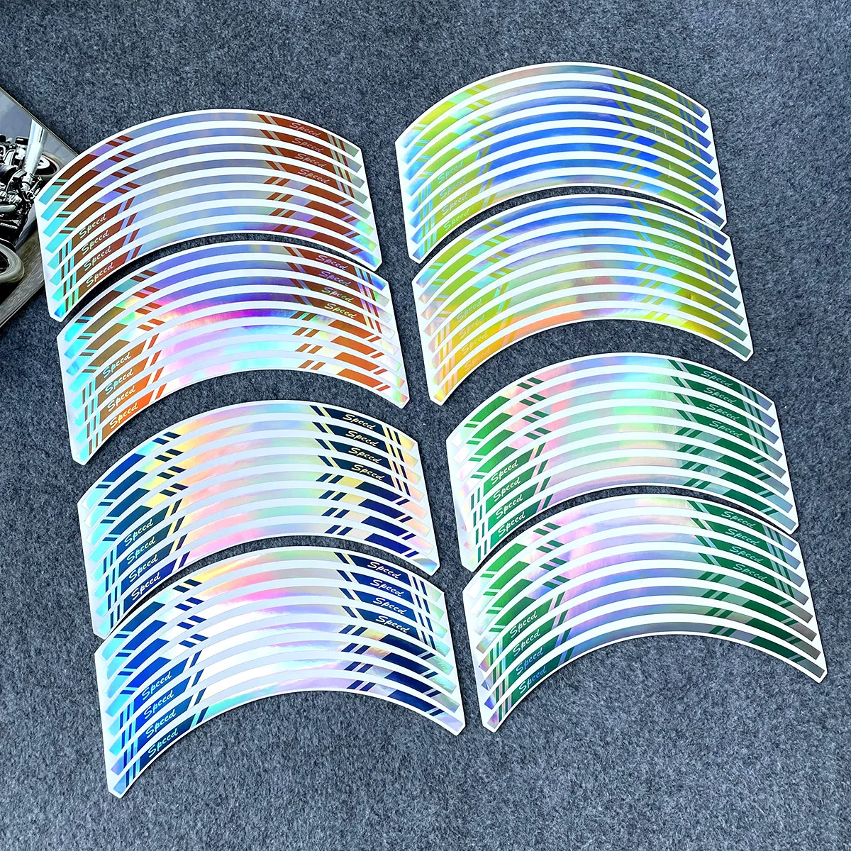 Vibrant Rainbow Wheel Stickers - 17 Rim Tape for Car and Motorcycle Styling