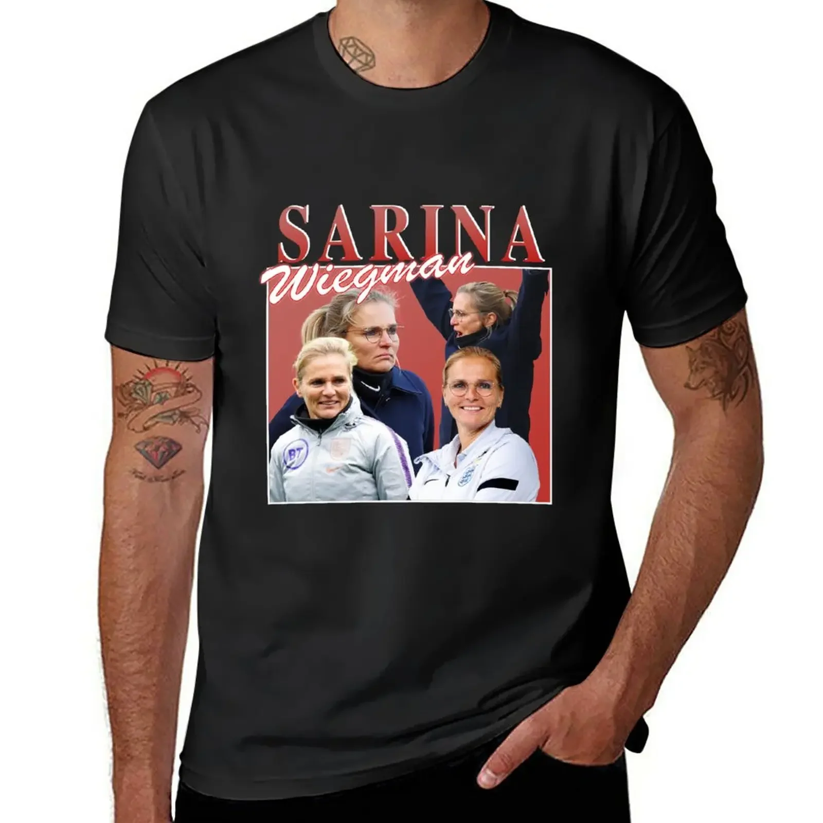 

Retro Sarina Wiegman Print T-Shirt customs tees mens champion t shirts