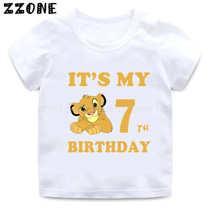 Disney Lion King Cute Simba Kids Clothes It's My 1 2 3 4 5 6 7 8 9 Years Birthday Boys Girls T shirt Baby Children T-Shirts t shirt printing children's	