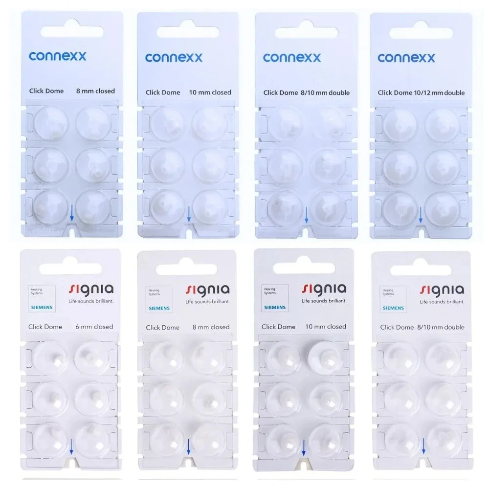 Signia Rexton CIC ITC 및 RIC 모델 헤링 보조용 오리지널 실리콘 이어 돔, Signia Click Connexx 슬리브, 이중 폐쇄