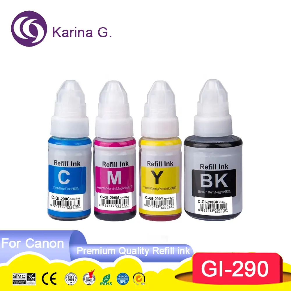 GI290 GI 290 GI-290 Compatible Bottle Water Based Refill Tintas Ink for PIXMA G