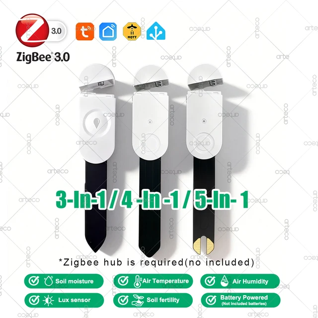Zigbee Soil Tester Moisture Sensor Temperature Humidity Meter Luminance Fertility Detector For Tuya Smart Life Z2MQTT Automation