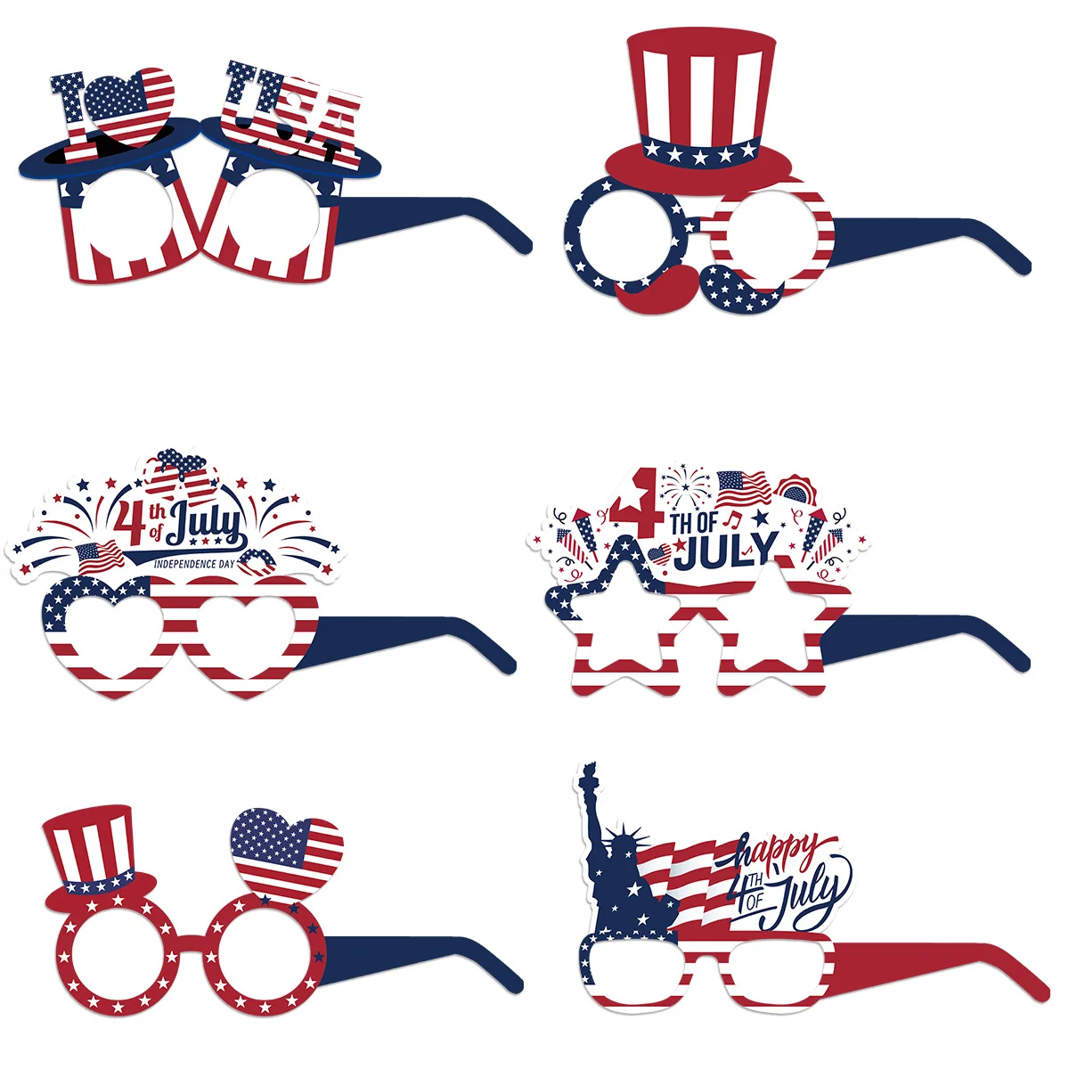 

2023 Independence Day Glasses Cheer USA 4th of July Party Photo Glasses Happy US National Day Party Decor Photo Drops