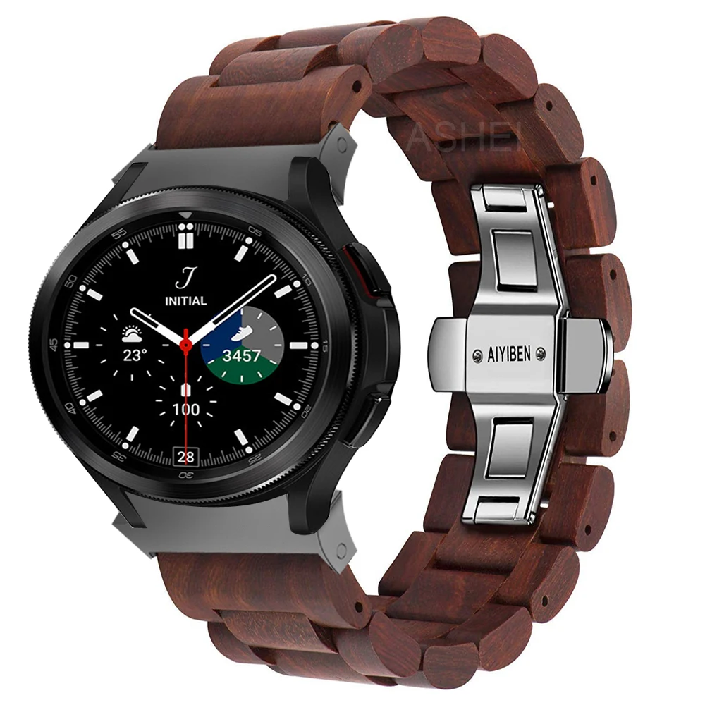 

For samsung galaxy watch 4 calssic band 46mm 42mm no gaps strap wooden correa for galaxy watch 4 40mm 44mm wristband women men