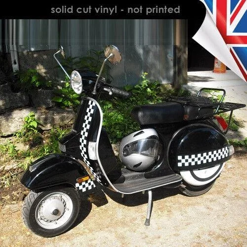 

For x2 80x7cm CHEQUER STRIPE - BLACK/WHITE - Vinyl - Vespa Lambretta