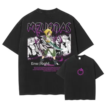 Anime Seven Deadly Sins T Shirt Ban Meliodas Vintage Washed Tees 1