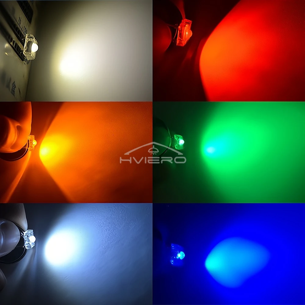 100Pcs 3mm 흰색 빨간색 녹색 파란색 노란색 피라냐 플럭스 다이오드 LED 돔 조명 구슬 광각 슈퍼 밝은 Led 4 핀 다이오드 전구