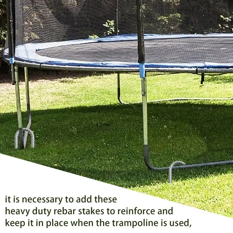 Trampoline Stakes 12 Inch U Shaped Ground Stakes 2 Inches Diameter 6X Chain Link Fence Anchors For Landscape Concrete Form